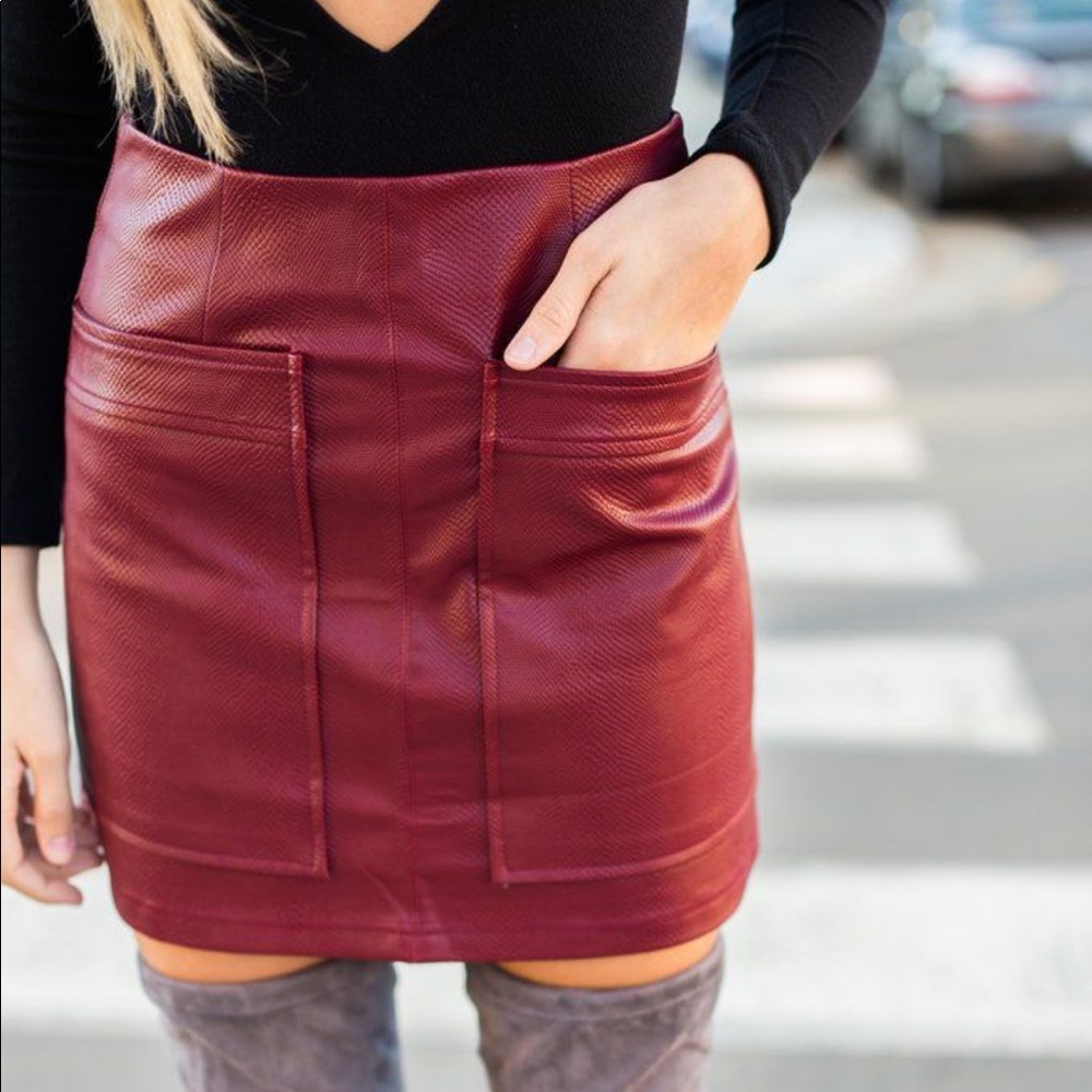 leather skirt.